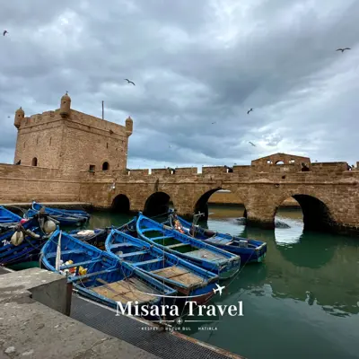 Fas turu, Essaouira Skala limanı mavi tekneler
